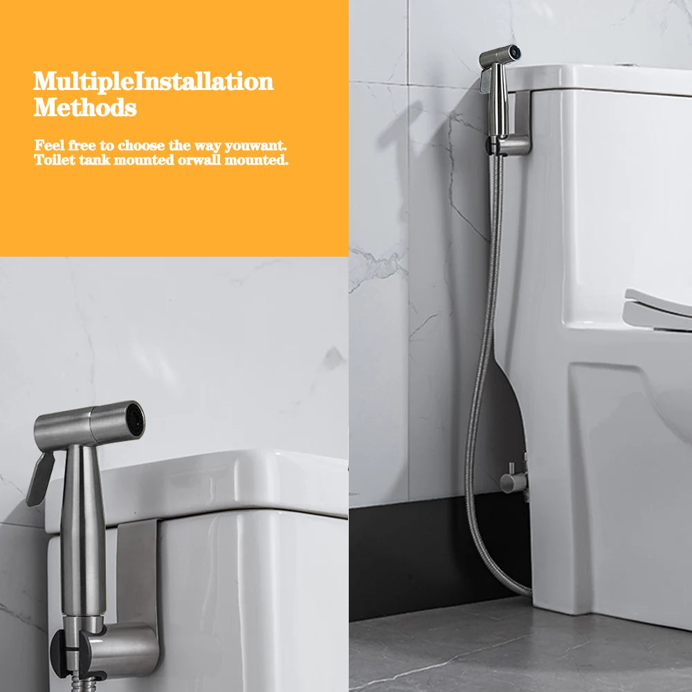 Bidet Hand Shower, FainFun Bidet Shower Set, Hand Bidet Sprayer Sprayer, Adjustable Water Pressure, Stainless Steel Hand Shower, Toilet for Personal Care/Shower/Floor Toilet Cleaning