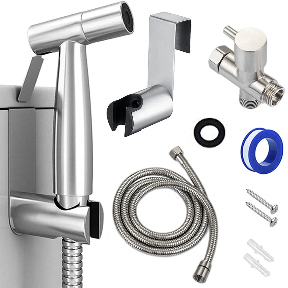 Bidet Hand Shower, FainFun Bidet Shower Set, Hand Bidet Sprayer Sprayer, Adjustable Water Pressure, Stainless Steel Hand Shower, Toilet for Personal Care/Shower/Floor Toilet Cleaning