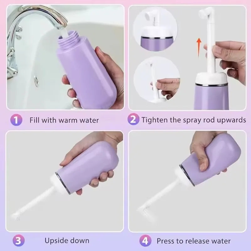 Freshydro Portable Bidet for Women, 400ml Postpartum Perineal Care Bottle, Perfect as muslim shattafa, Handheld Hygiene Sprayer for Gentle Cleaning, Hemorrhoid Relief & Travel Use