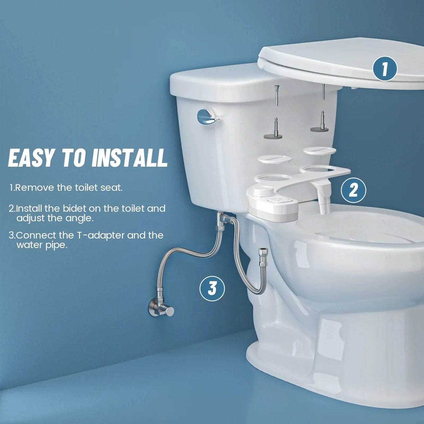 Non-Electric Home Bidet - Self Cleaning Dual Nozzle (Frontal and Rear Wash) Water Bidet Toilet Seat Attachment and Adjustable Water Pressure