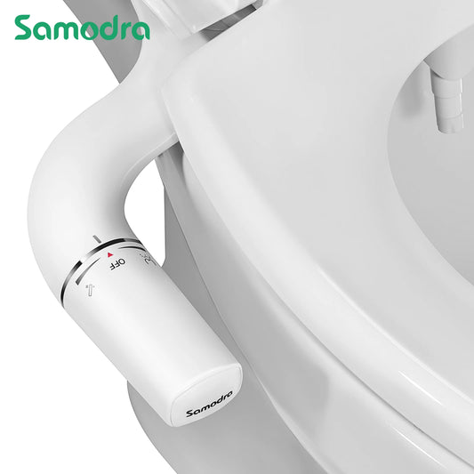 SAMODRA Bidet-Aufsatz, ultraschlanker Toilettensitz-Aufsatz, Bidet mit Doppeldüse, einstellbarer Wasserdruck, nicht elektrischer Arschsprüher