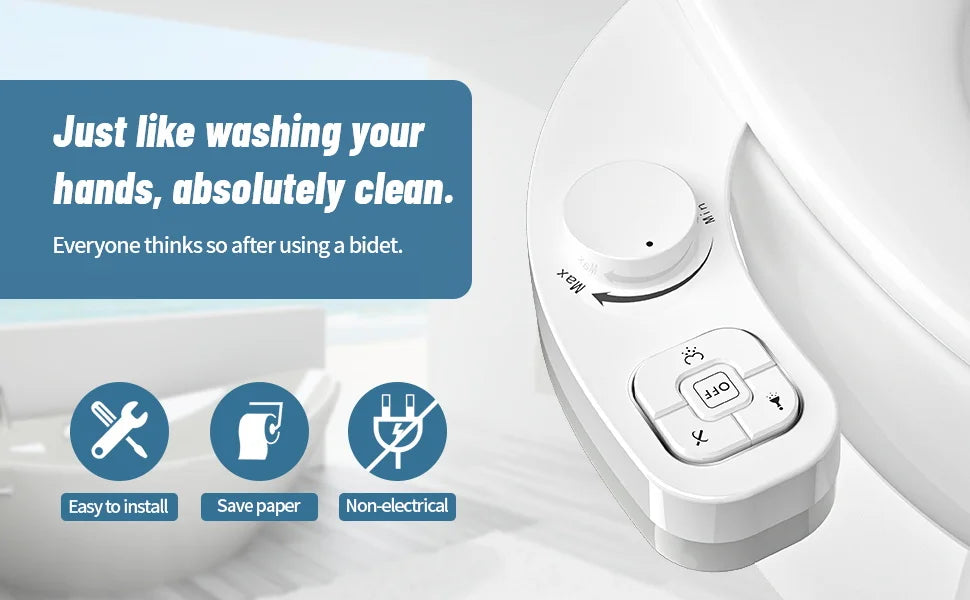 Non-Electric Home Bidet - Self Cleaning Dual Nozzle (Frontal and Rear Wash) Water Bidet Toilet Seat Attachment and Adjustable Water Pressure