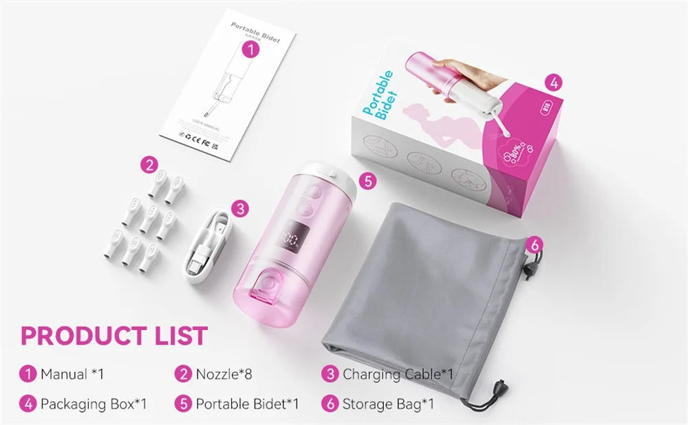 Rechargeable Portable Electric Travel Bidet for Women – Handheld Personal Hygiene Sprayer for muslims, Postpartum Recovery, Gentle Cleaning & Hemorrhoid Relief